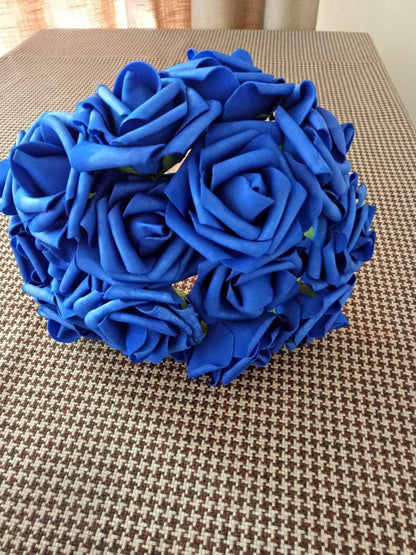 100 PCS Royal Blue Wedding Flowers PE Foam Roses For Bridal Bouquet Wedding Centerpiece Decoration Floral Diam.7-8cm