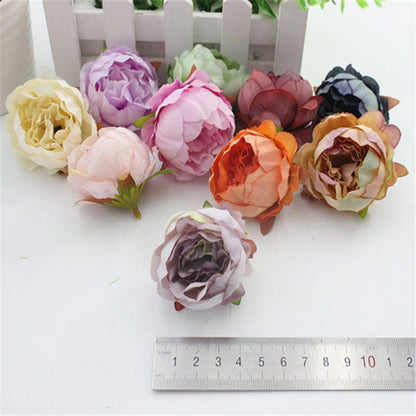 50 Heads Diam.5cm Artifical Simulation Silk Peony bud  Rose Buds Heads Wedding Christmas DIY Decoration Flower 10 Colours