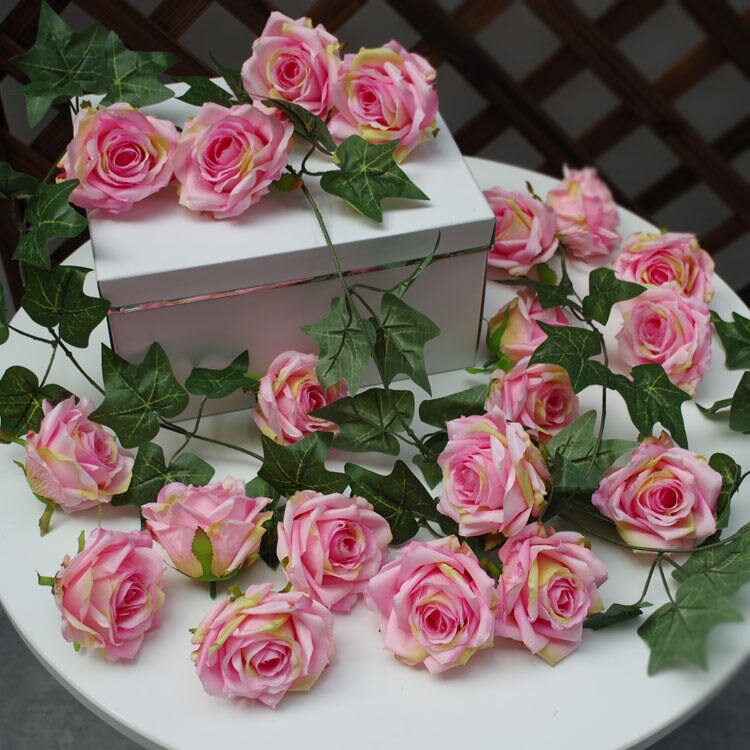 30PCS Artifical Simulation Silk Rose Flower Head Wedding Event Decoration Floral DIY Background Layout Only Flower Head