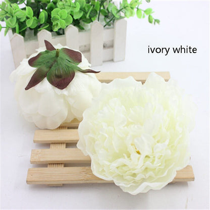 Baby Pink 24 Heads Peony Flower Diam.10cm Artificial Simulation Silk Rose Head Wedding Party Decoration DIY Flower Backdrop