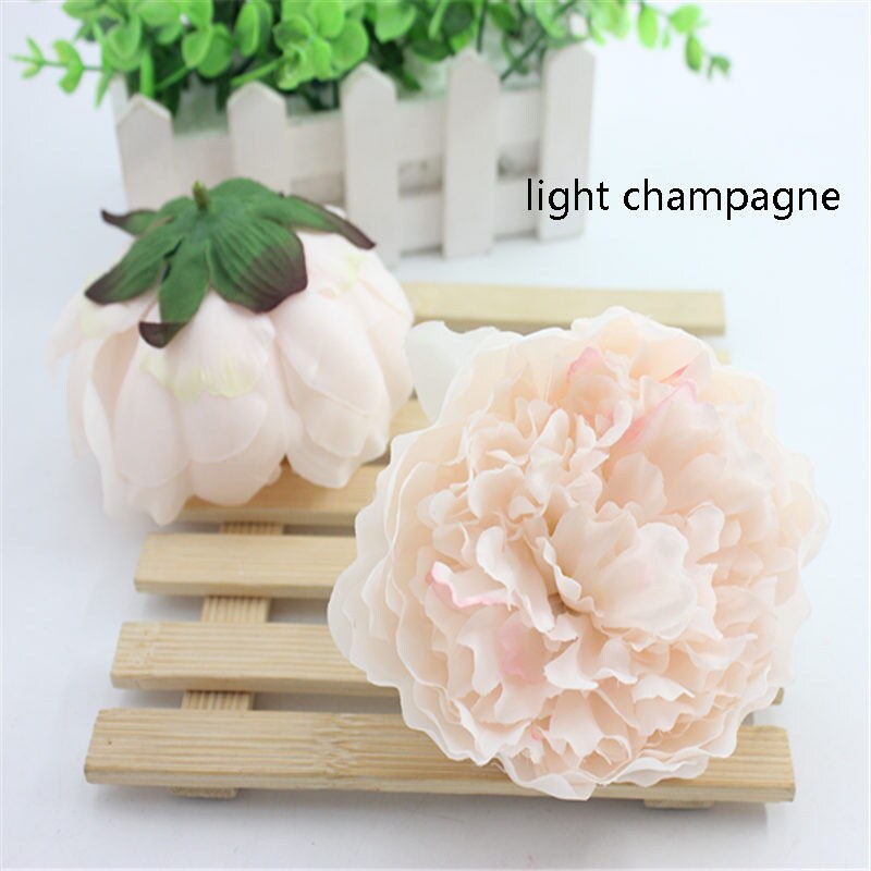 Baby Pink 24 Heads Peony Flower Diam.10cm Artificial Simulation Silk Rose Head Wedding Party Decoration DIY Flower Backdrop