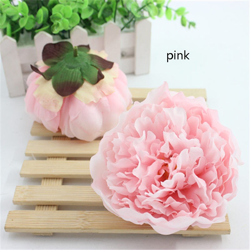 Baby Pink 24 Heads Peony Flower Diam.10cm Artificial Simulation Silk Rose Head Wedding Party Decoration DIY Flower Backdrop