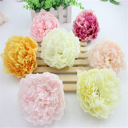 Baby Pink 24 Heads Peony Flower Diam.10cm Artificial Simulation Silk Rose Head Wedding Party Decoration DIY Flower Backdrop