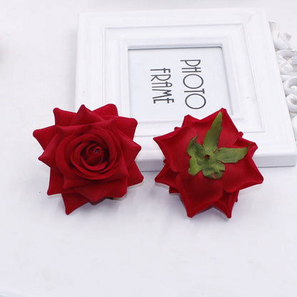 Wedding Velvet Rose 40 Heads Diam.7cm Artificial Simulation Rose DIY Wedding Event Backdrop Floral DIY  Hat Shoes Acessories Flower