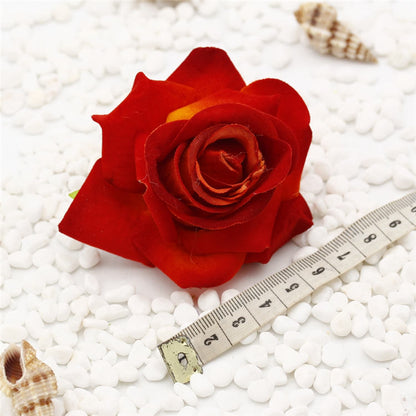 30PCS 7cm Velvet Rose Flowers Heads Artificial Simulation Rose DIY Wedding Holiday Decoration Flower Head Hat Shoes Accessories