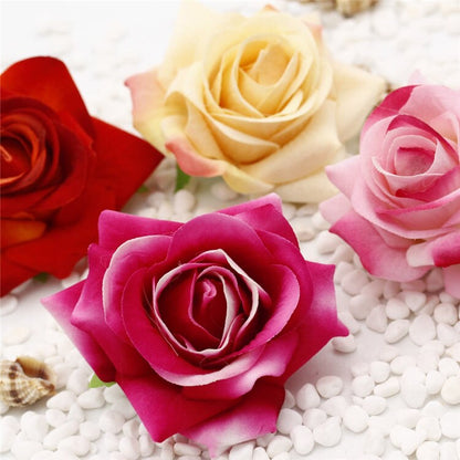 30PCS 7cm Velvet Rose Flowers Heads Artificial Simulation Rose DIY Wedding Holiday Decoration Flower Head Hat Shoes Accessories