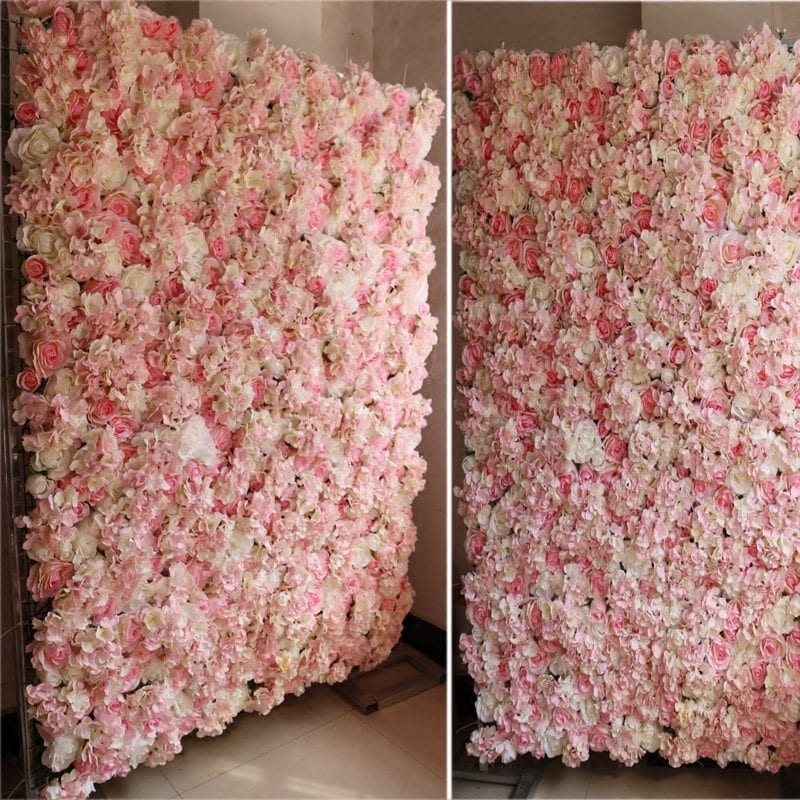 Babyrosa Hochzeitsblumenwand für romantische Fotografie-Hintergrund, Babyparty, besonderes Event, Salon-Dekor, Blumenpaneele, 40 x 60 cm