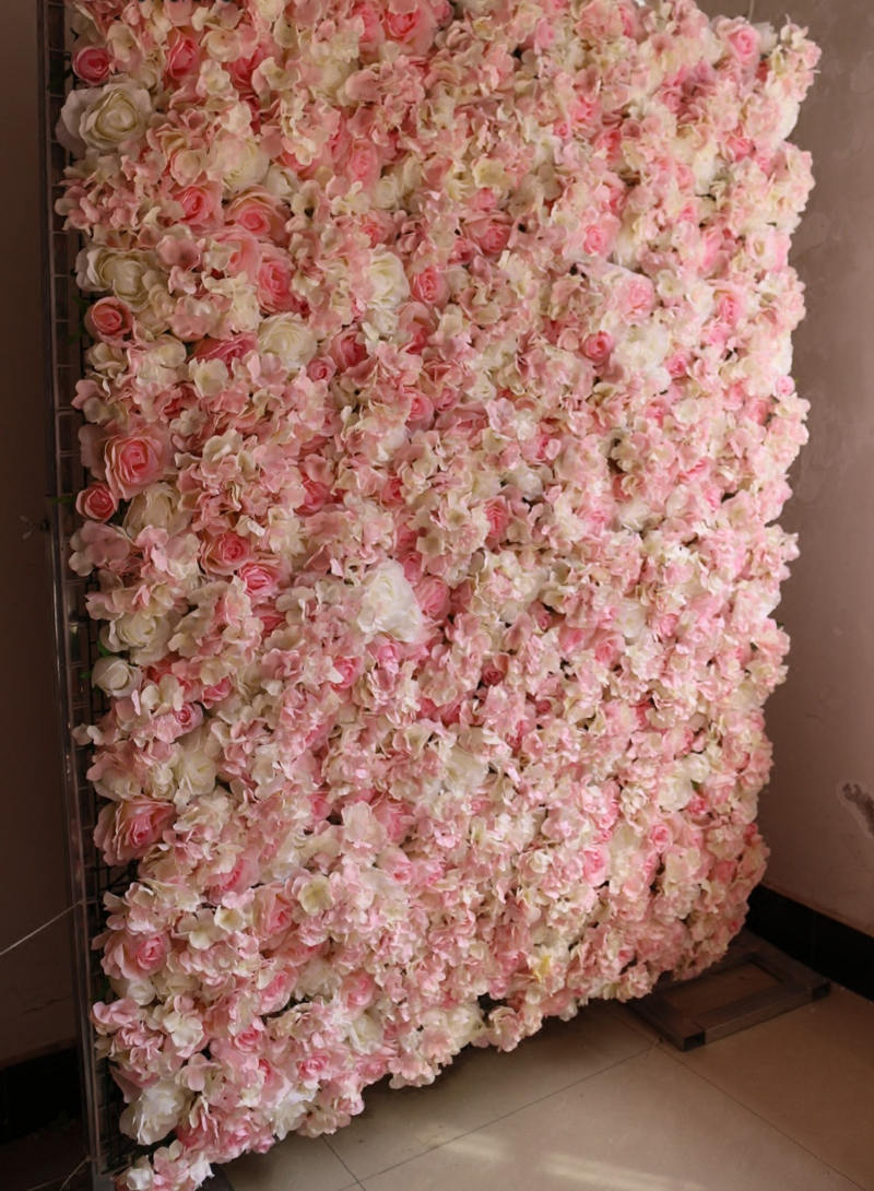 Baby Pink Wedding Flower Wall Rose Hydrangea Wall For Romantic Photography Backdrop Special Event Decor Fake Floral Panels 40*60cm
