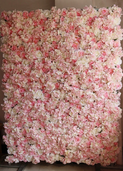 Babyrosa Hochzeitsblumenwand Rose Hortensienwand für romantische Fotografie Hintergrund besonderes Event Dekor Fake Floral Panels 40*60cm