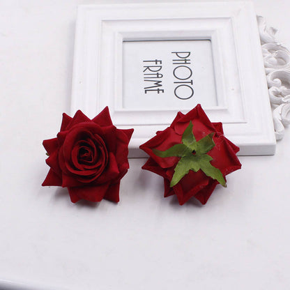 Wedding Velvet Rose 40 Heads Diam.7cm Artificial Simulation Rose DIY Wedding Event Backdrop Floral DIY  Hat Shoes Acessories Flower