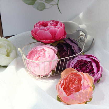 30Heads Wedding Peony Artifical Simulation Silk Rose Camellia Diam.10cm DIY Wedding Event Backdrop Decoration Floral