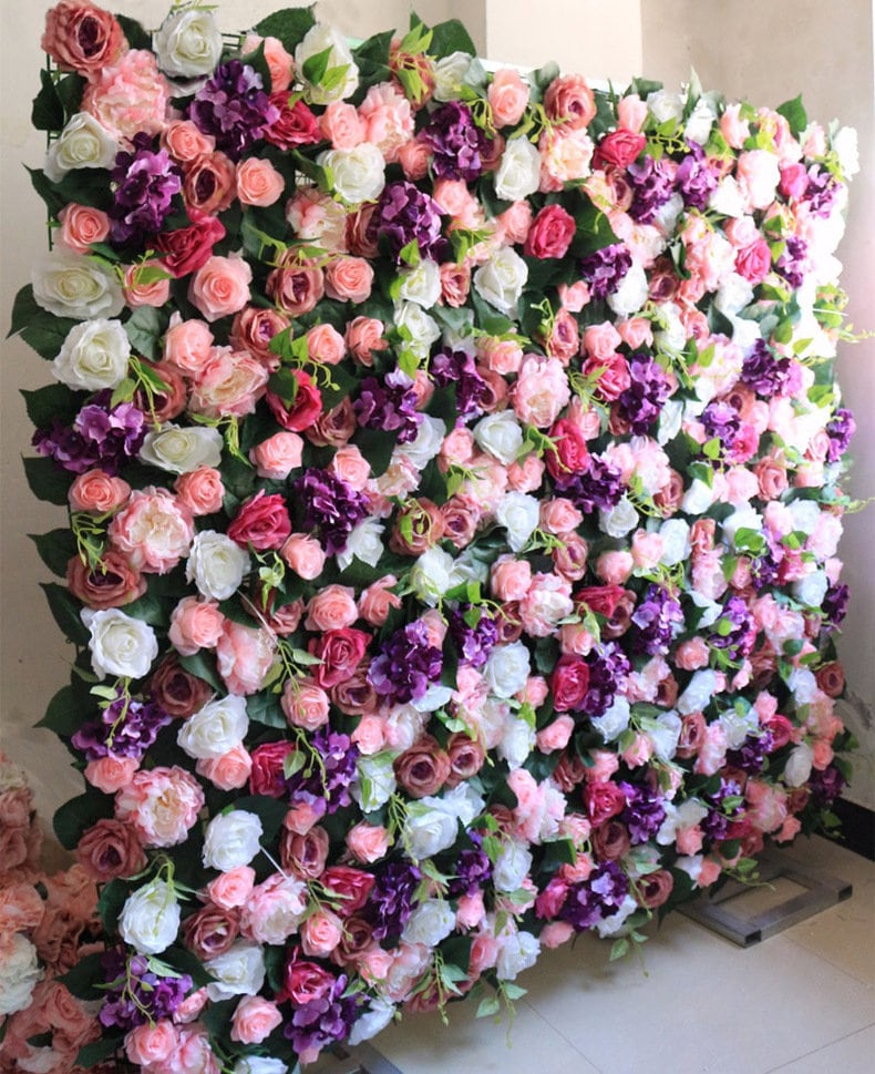 Wedding Artifical Flower Walls Backdrops Rose Peony Hydrangea Background For Romantic Photography Bridal Shower Panels 15.75X23.62inch