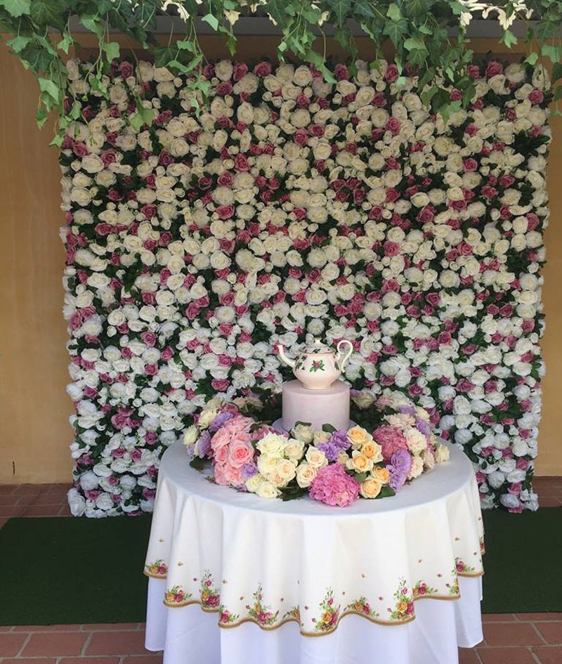 Floral Wall Panel for Wedding Arrangement Fake Flower Wall Backdrop Bridal Shower Event Salon Party Photography Panel 15.75X23.62inch