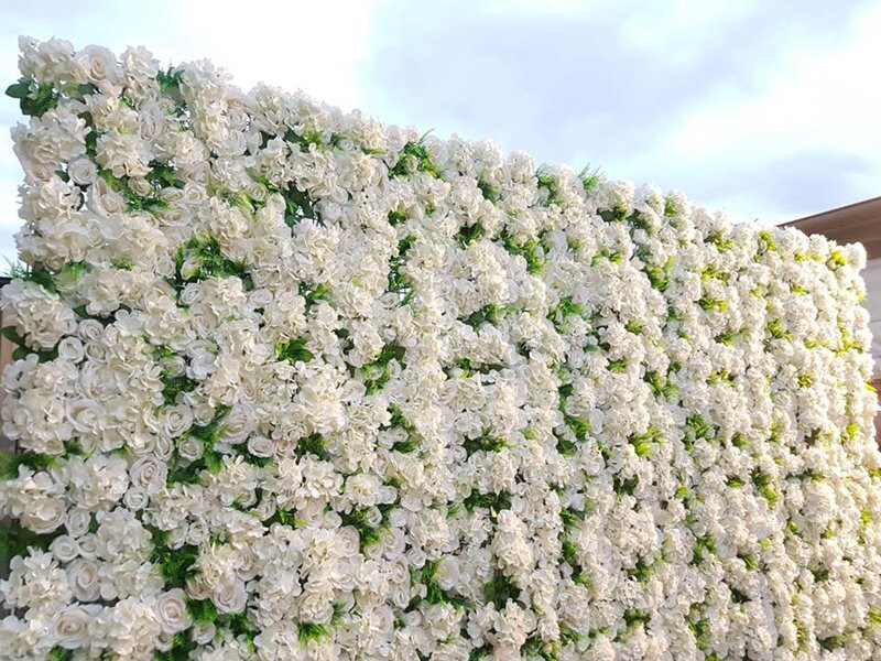 White Fake Flower Wall for Out Wedding Photography Backdrop Simulation Hydrangea Plants For Bridal Shower Party Decor Panel 15.75x23.62inch