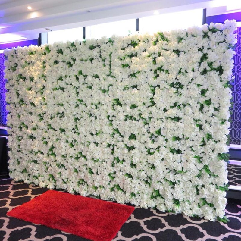 White Fake Flower Wall for Out Wedding Photography Backdrop Simulation Hydrangea Plants For Bridal Shower Party Decor Panel 15.75x23.62inch