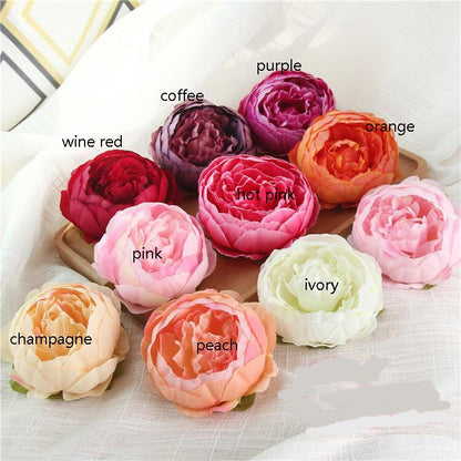 30Heads Wedding Peony Artifical Simulation Silk Rose Camellia Diam.10cm DIY Wedding Event Backdrop Decoration Floral