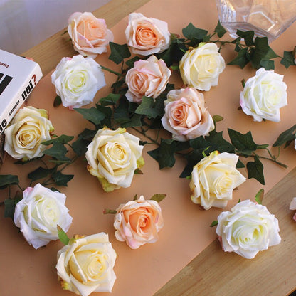 Wholesale 50 Heads Wedding Flower Artificial Simulation Silk Rose Diam.8cm/3.15&quot; Wedding Event  Decoration Floral DIY Background Layout