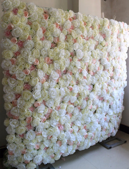 White Ivory Flower Wall for Wedding Photography Backdrop Simulation Fake Flower Wall For Event Baby Shower Party Decor Panel 15.75x23.62inch