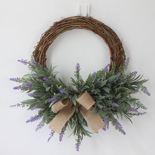 Künstlicher Lavendel-Wanddekorationskränze, Weihnachtskränze, ganzjähriger Kranz, Haustürkranz, Türhänger, künstlicher Lavendel