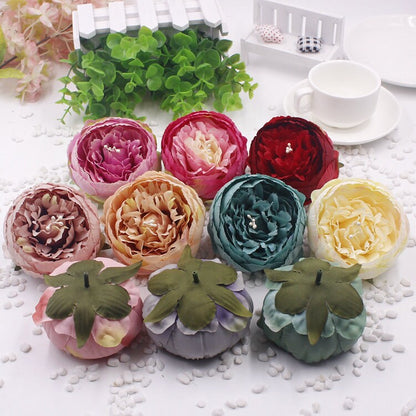 30 Heads Artificial Simulation Silk Peony Camellia Flower Head Diam.9cm/3.54&quot;  DIY Wedding Wall Christmas DIY Decoration Flowers