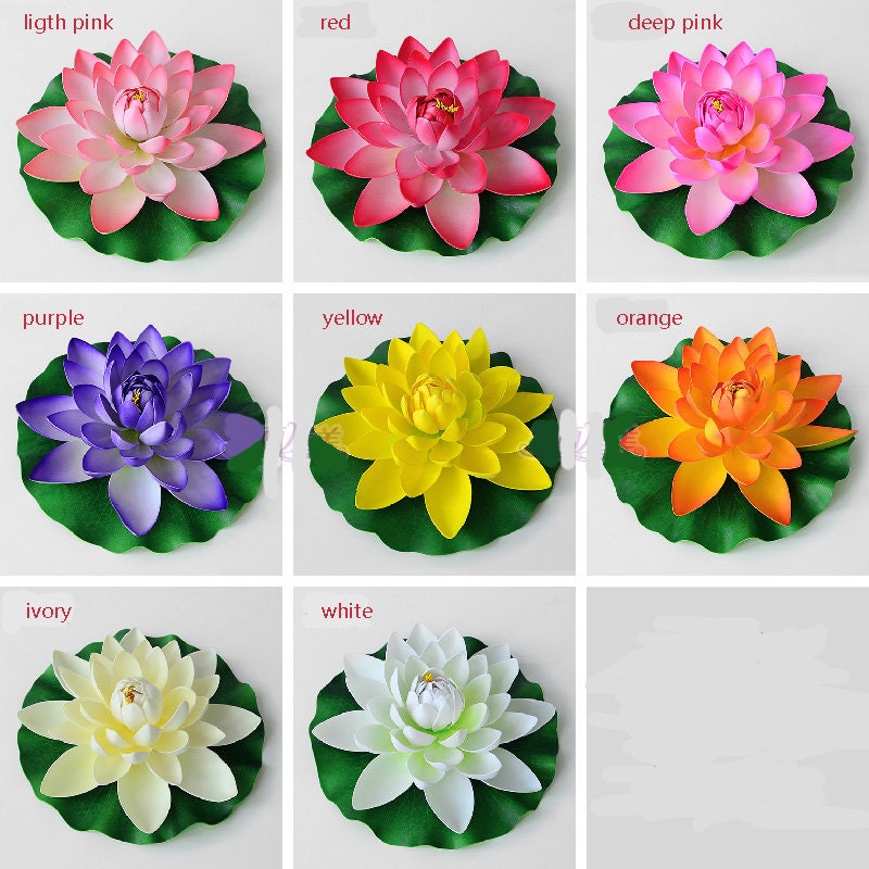 New Arrival 2 PCS Diam.28cm/11.02&quot; Artificial PE Foam Lotus Flowers Simulation Water Lily Floating Pool Plants Wedding Garden Decoration