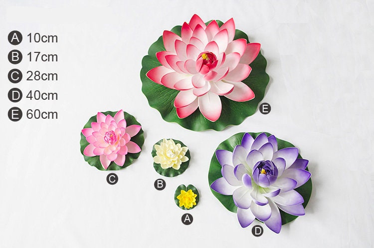 New Arrival 2 PCS Diam.28cm/11.02&quot; Artificial PE Foam Lotus Flowers Simulation Water Lily Floating Pool Plants Wedding Garden Decoration