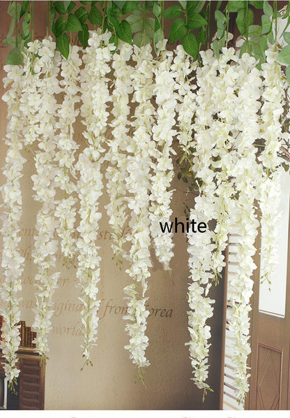 10 pcs Length 60/90/120cm Silk Wisteria Vine Garland Hanging Flowers For Outdoor Wedding Ceremony Arch Floral Decoration