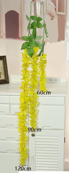 10 pcs Length 60/90/120cm Silk Wisteria Vine Garland Hanging Flowers For Outdoor Wedding Ceremony Arch Floral Decoration