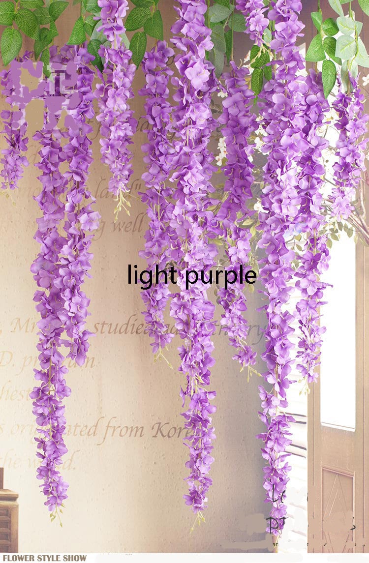 10 pcs Length 60/90/120cm Silk Wisteria Vine Garland Hanging Flowers For Outdoor Wedding Ceremony Arch Floral Decoration