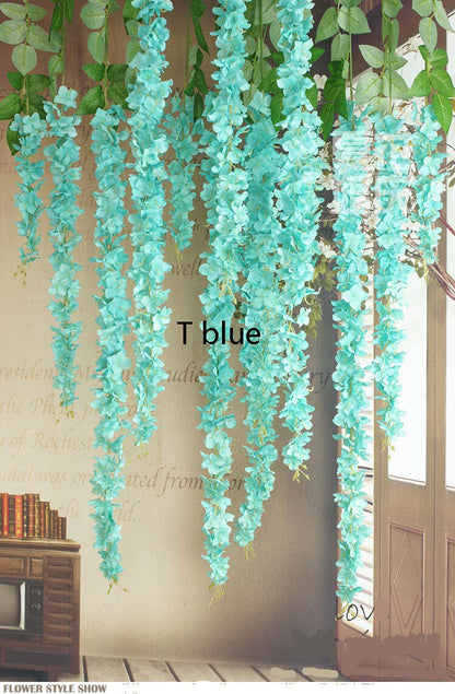 10 pcs Length 60/90/120cm Silk Wisteria Vine Garland Hanging Flowers For Outdoor Wedding Ceremony Arch Floral Decoration