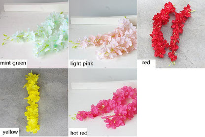 10 PCS Wedding Cherry blossoms Vine Length 1.2m/1.5m/1.8m/2.1m Rattan For Outdoor Wedding Ceremony Decor Artificial Silk Wisteria Vine