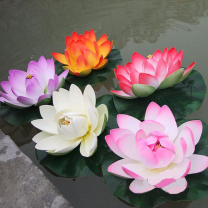 Big Size Water Lily  Diam.40cm/60cm Artificial PE Foam Lotus Flowers Simulation Water Lily Floating Pool Plants Wedding Garden Decoration