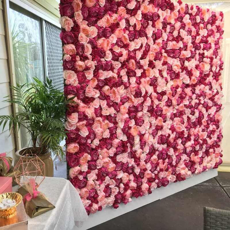 Artificial Peony Rose Flower Wall  Bridal Shower Baby Shower Background For Romantic Photography Panels 15.75X23.62inch