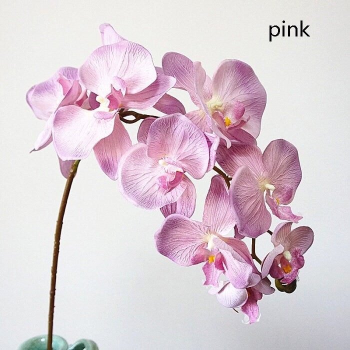 2 Stiele, luxuriöser Seidenblumen-Seiden-Schmetterlings-Orchideen-Stiel, 94 cm hoch, für Hochzeit, Tischdekoration, Schmetterlings-Orchidee, Phalaenopsis