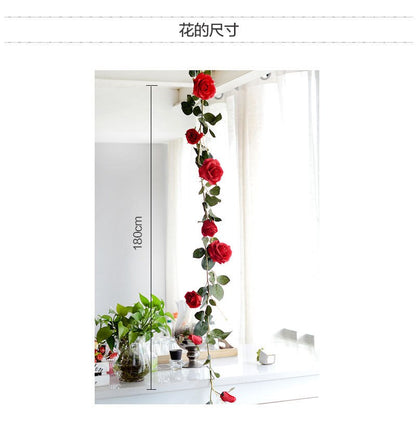 High Quality Artificial Flower Garland  Simulation Vine Rose Garland Home Outdoor Decor Flowers Wedding Christmas Home Party Hang Decoration