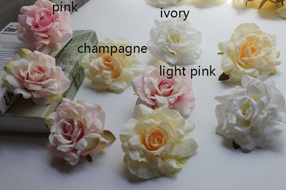 Blush Pink 30 Heads Diam. 9cm Artificial Simulation Rose Camellia Flower Heads Wedding Decoration Flower Head DIY Background