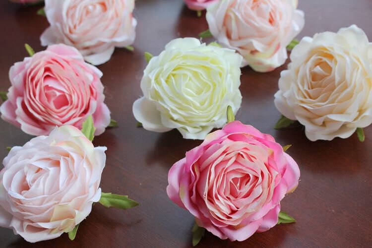 30 Heads Diam.8cm Artificial Simulation Silk Rose Camellia Flower Heads Wedding Decoration DIY Flower