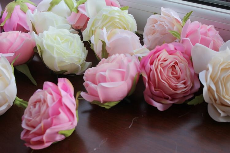 30 Heads Diam.8cm Artificial Simulation Silk Rose Camellia Flower Heads Wedding Decoration DIY Flower