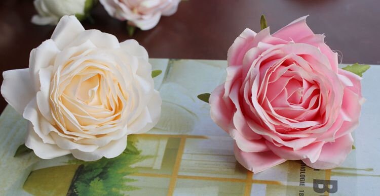 30 Köpfe Diam.8cm Künstliche Simulation Seide Rose Kamelie Blütenköpfe Hochzeit Dekoration DIY Blume