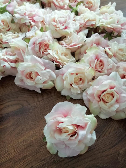 Wholesale Blush Pink 50 Heads  Artificial Simulation Silk Rose Peony Wedding Flower DIY Wall Backdrops Holiday Decoration Accessories