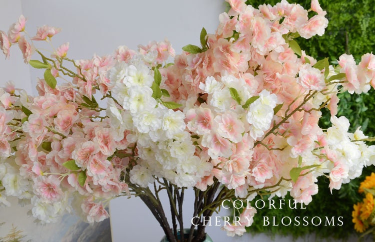 5 Stems Artificial Simulation Silk Sakura Cherry Blossom Length 103cm/40.55&quot; Wedding Flowers Spring Summer Event Decoration Florals