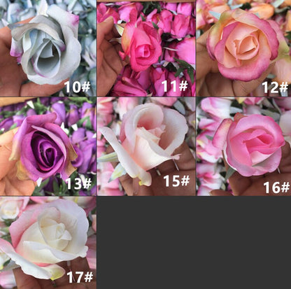 Wholesale Wedding Rose Buds 50 Heads Artificial Simulation Silk Flower Diam.4.5cm Heigth 6cm Wedding Party Decoration DIY Background Layout