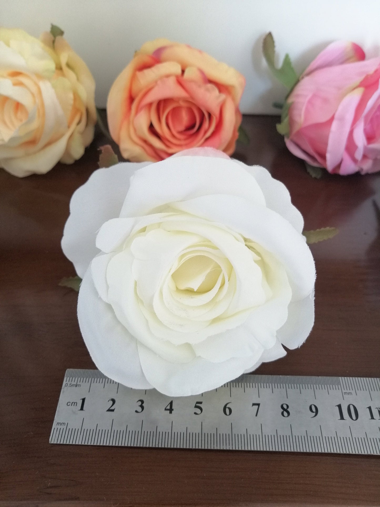 Wholesale Ivory/Pink Wedding Flowers 50Heads Artificial Simulation Silk Rose Diam.10cm Party Decoration DIY Background Layout