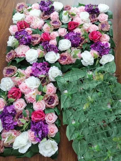 Hochzeit künstliche Blumenwände Hintergründe Rose Pfingstrose Hortensie Hintergrund für romantische Fotografie Brautparty Panels 15,75 x 23,62 Zoll