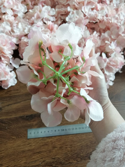 Wholesale 50Heads Burgundy Wedding Floral Artificial Simulation Hydrangeas Diam.15cm DIY Wedding Event Backdrop Decoration Flower Head