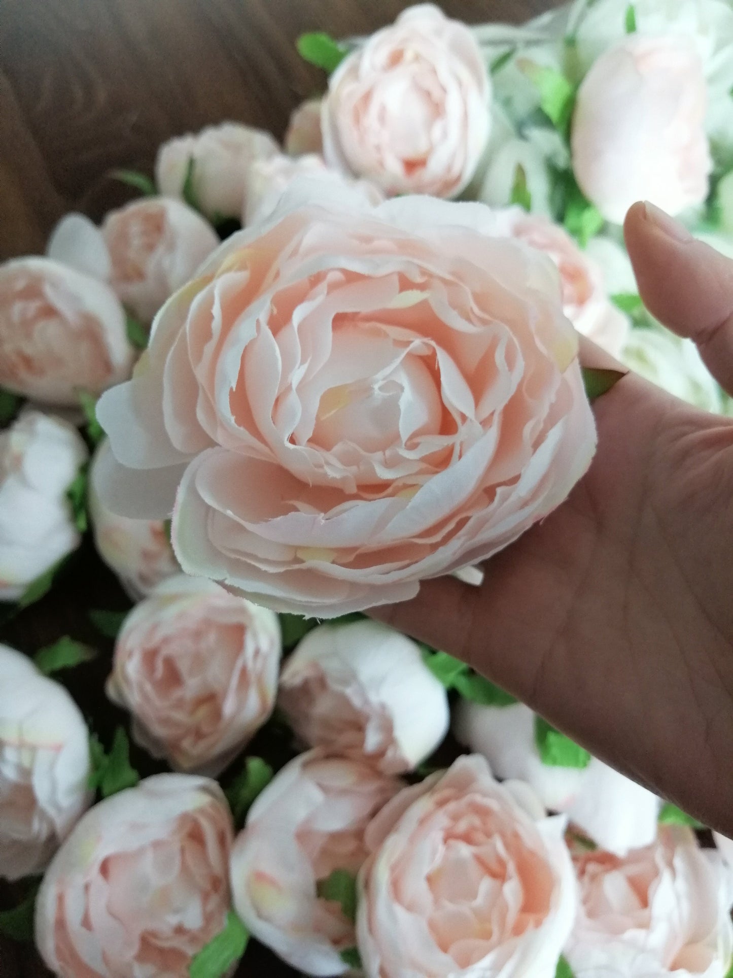 Wholesale Wedding Flower 60 Heads Artificial Simulation Peony Camellia Bud  Wedding Decoration Flower Head DIY Background