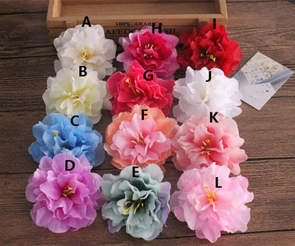 100 Heads Diam.8cm Artificial Simulation Silk Peony Rose Cherry DIY Wedding Event Backdrop Decoration Floral Straw Slippers DIY