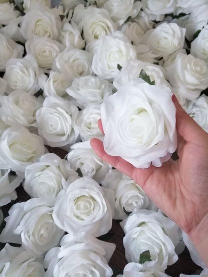 High Quality White 30 Heads Wedding Flowers Diam.10cm Simulation Silk Rose Flower Head DIY Wedding Decoration Flowers