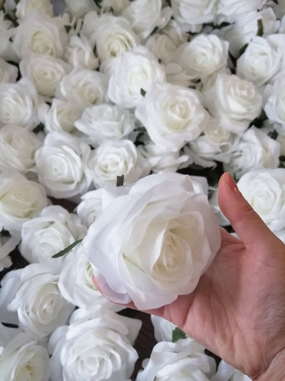 High Quality White 30 Heads Wedding Flowers Diam.10cm Simulation Silk Rose Flower Head DIY Wedding Decoration Flowers