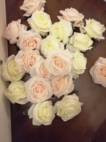 High Quality 30 Heads Wedding Flowers Diam.10cm Simulation Silk Rose Flower Head DIY  Wedding Decoration Flowers